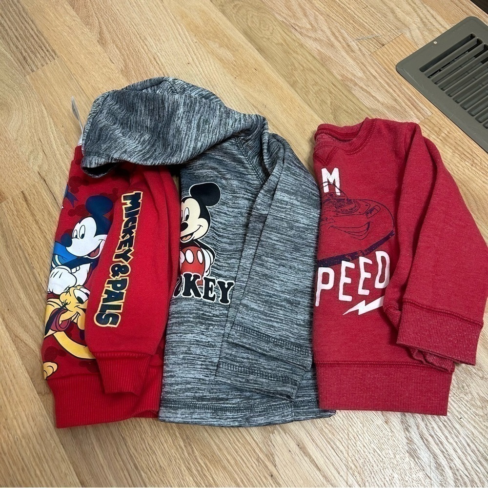 Disney Sweatshirt Bundle 2T Lightning McQueen Mickey Mouse Hooded Donald Duck